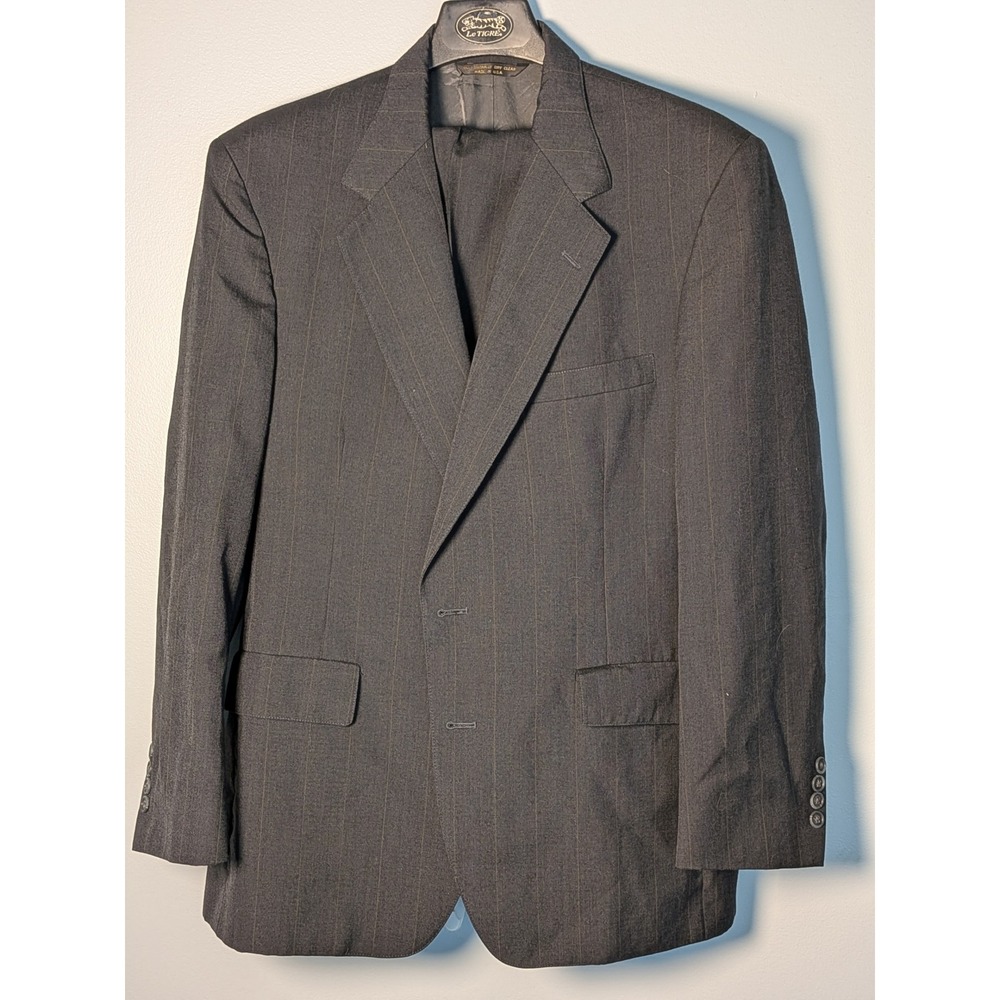 Meeting Street Mens 42R Pinstripe Suit& Pants Blazer Charcoal Grey Vintage‎ USA
